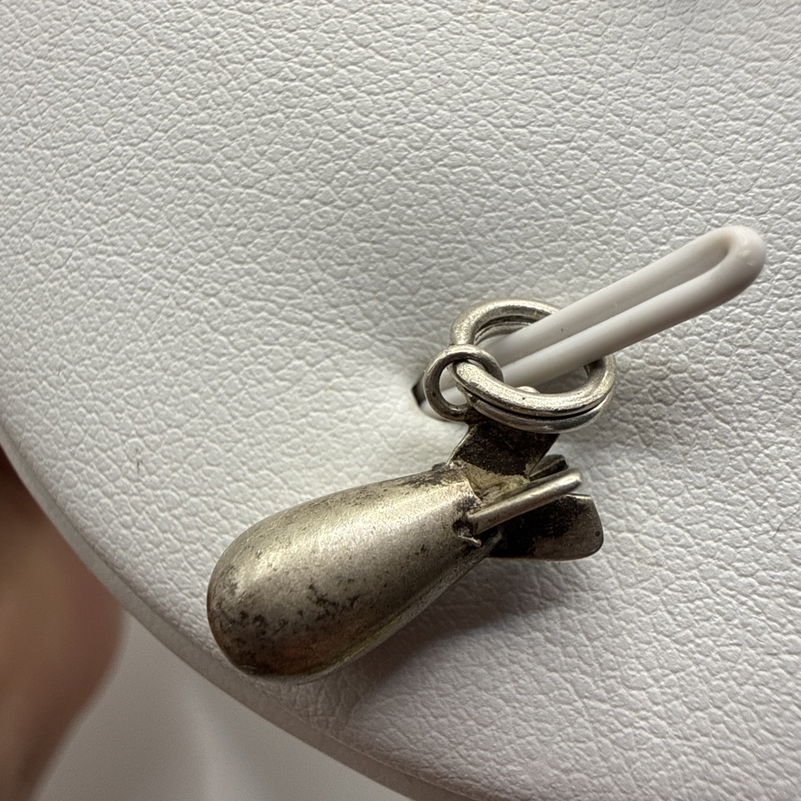 Vintage Sterling Silver WWII Military Bomb Missile Bracelet Charm Pendant