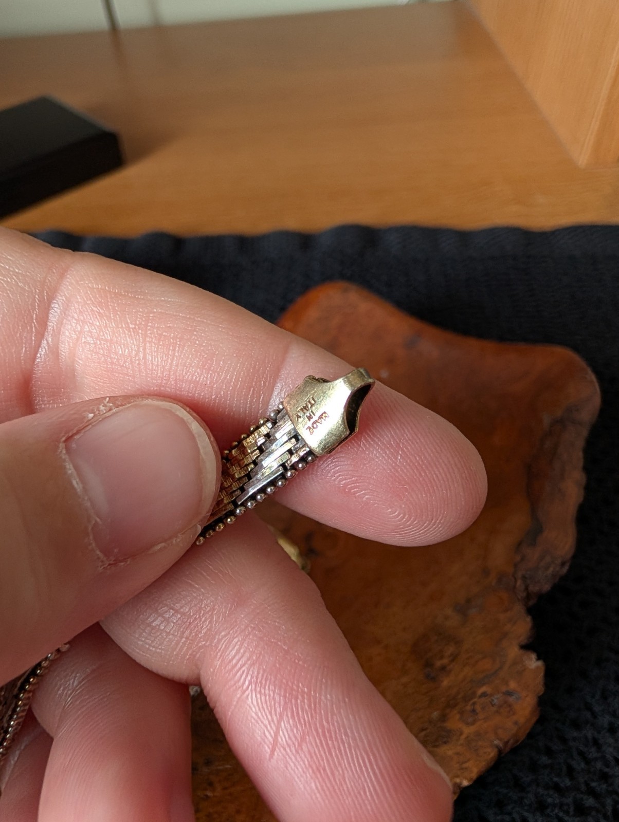Tricolor Vintage Sterling silver bracelet: 7.5 inches