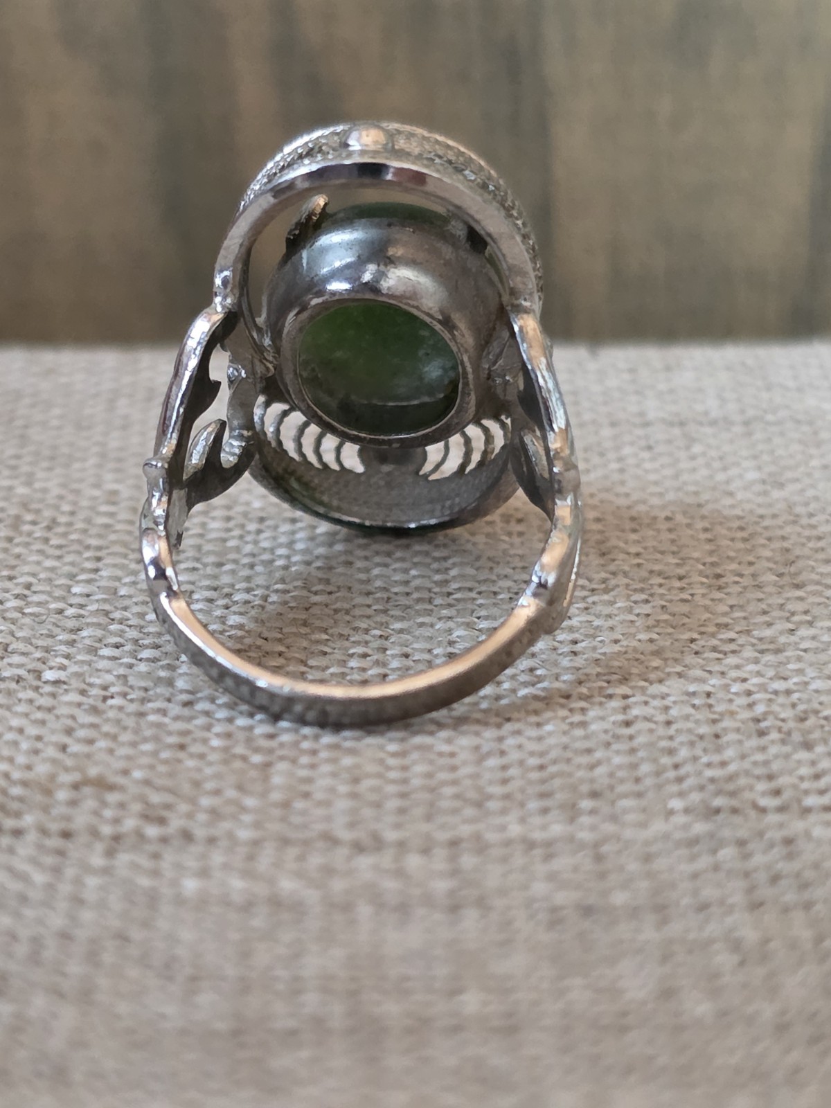 Vintage Beautiful Unusual Ornate Jade Ring Size 4.75