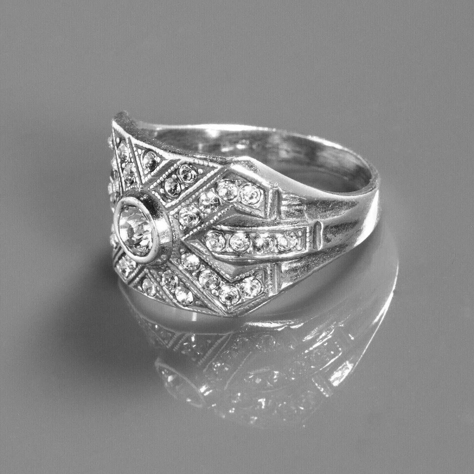 Vintage 3.54CT Lab Created Round Cut Diamond Art Deco Engagement Silver Ring