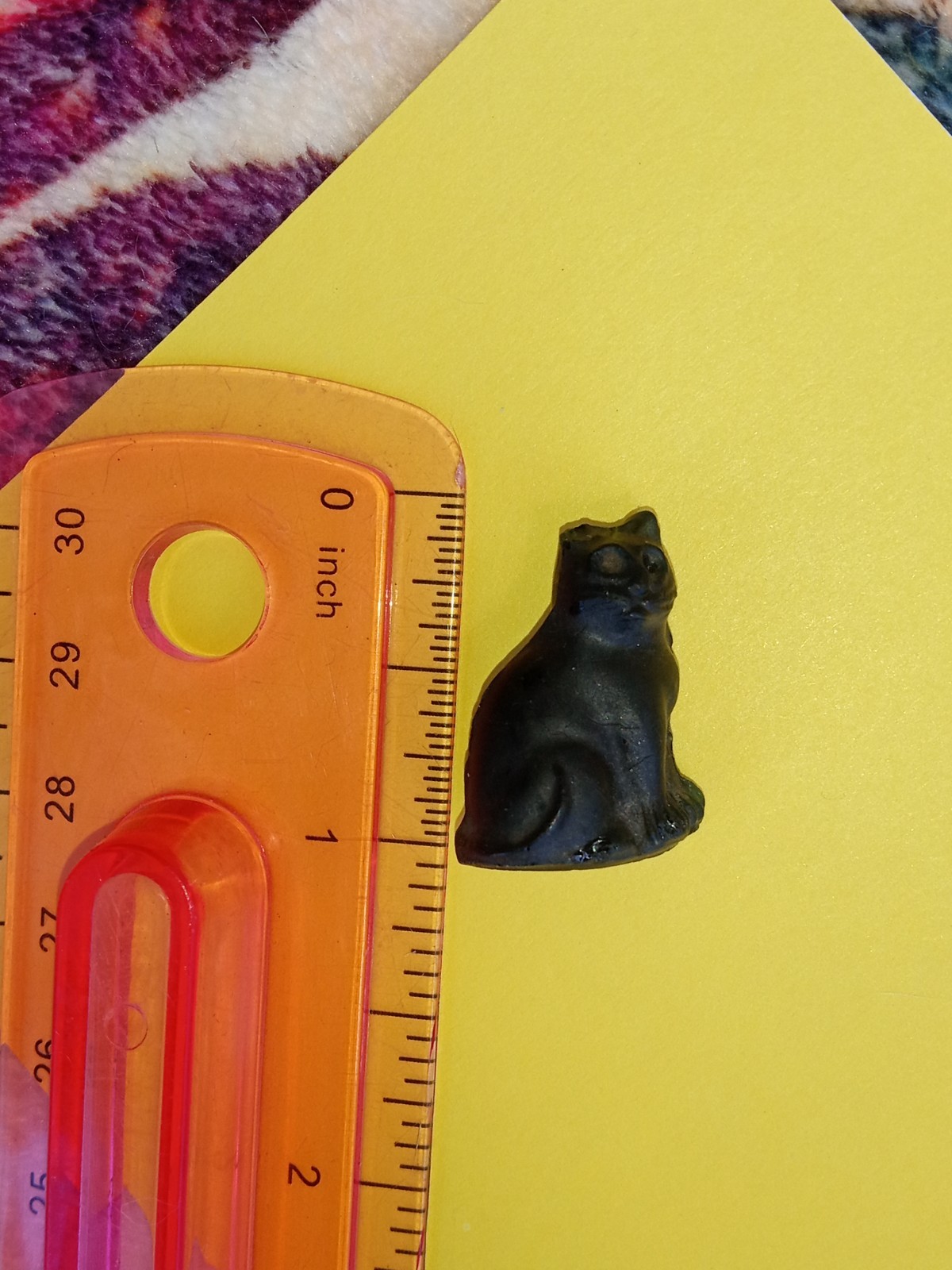 Antique, Vintage, Czech Black Cat Cracker Jack Glass Charm, Prize, 1″