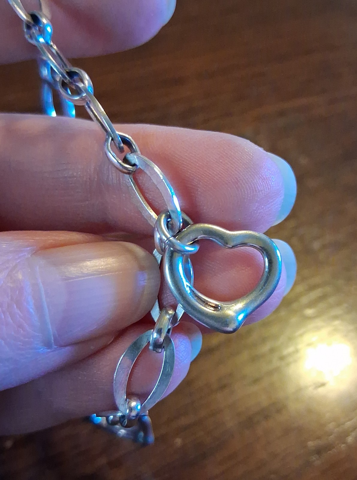 Vintage Sterling Heart Charm 8″ Chain Bracelet 13g See Pics/Description