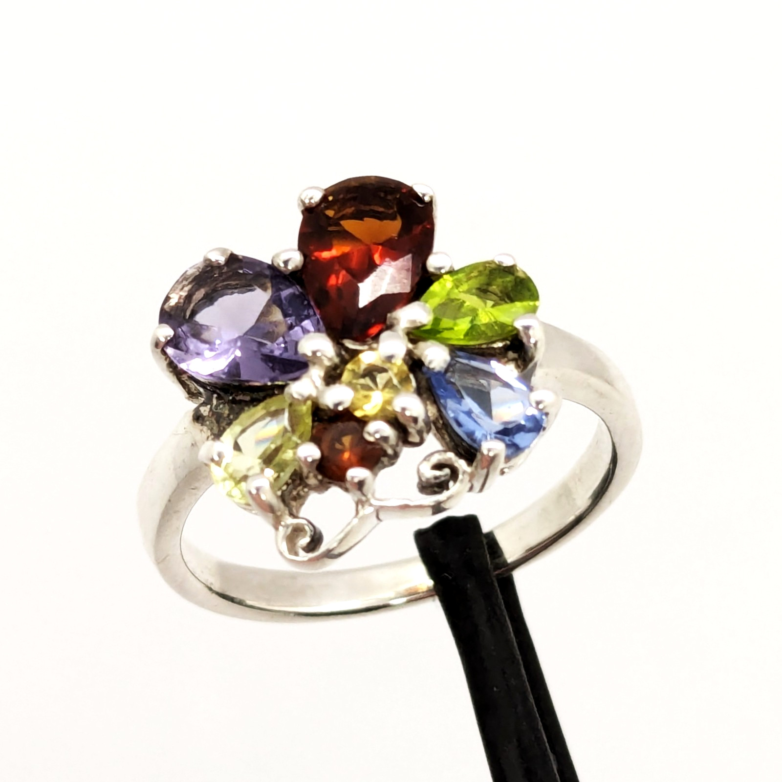 Vintage Luxury RING “Samotsvety”Silver 925 with Bright Stones -size: 7.5US| #127