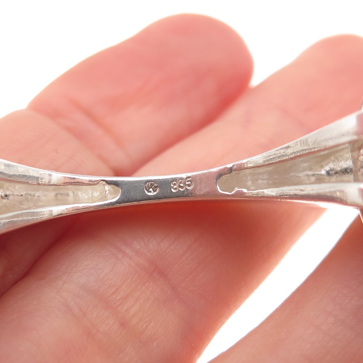 Gayer & Krauss 835 Silver Vintage Germany Horsebit Modernist Bracelet 6.75″