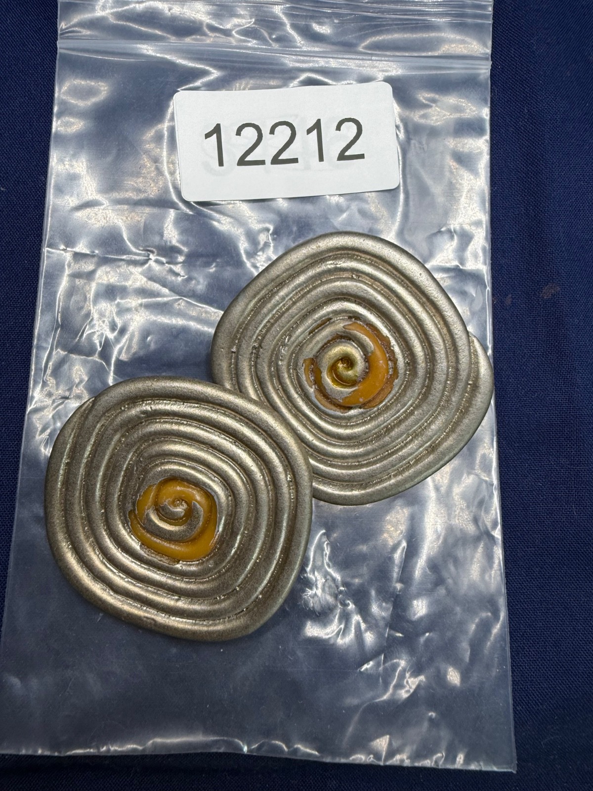 Vintage Jeff Lieb Earrings Silver Tone Swirl Abstract Clip Ons Signed