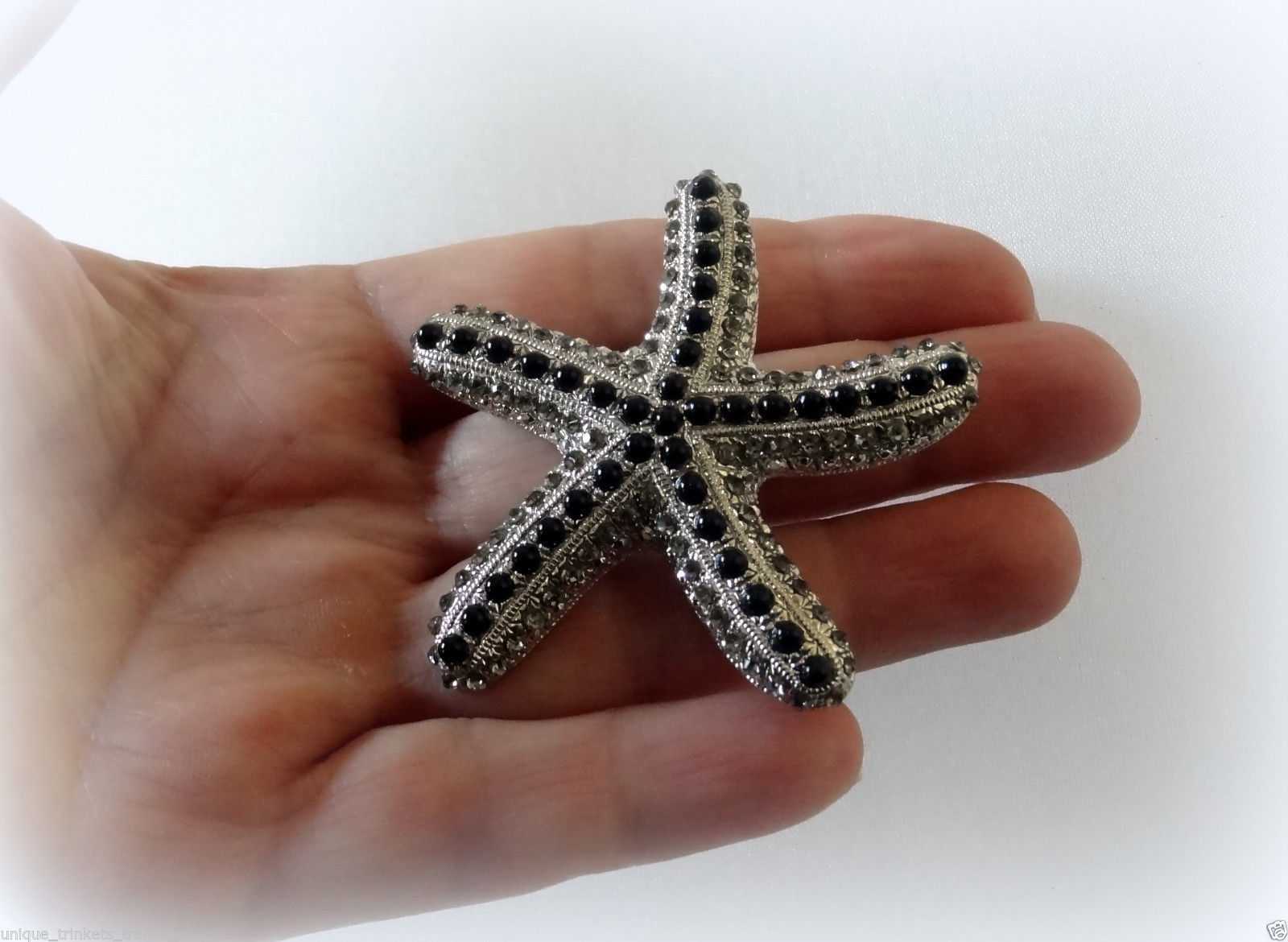 VINTAGE ANTIQUE SILVER RHINESTONE STARFISH BROOCH PIN~MOTHERS DAY GIFT FOR HER