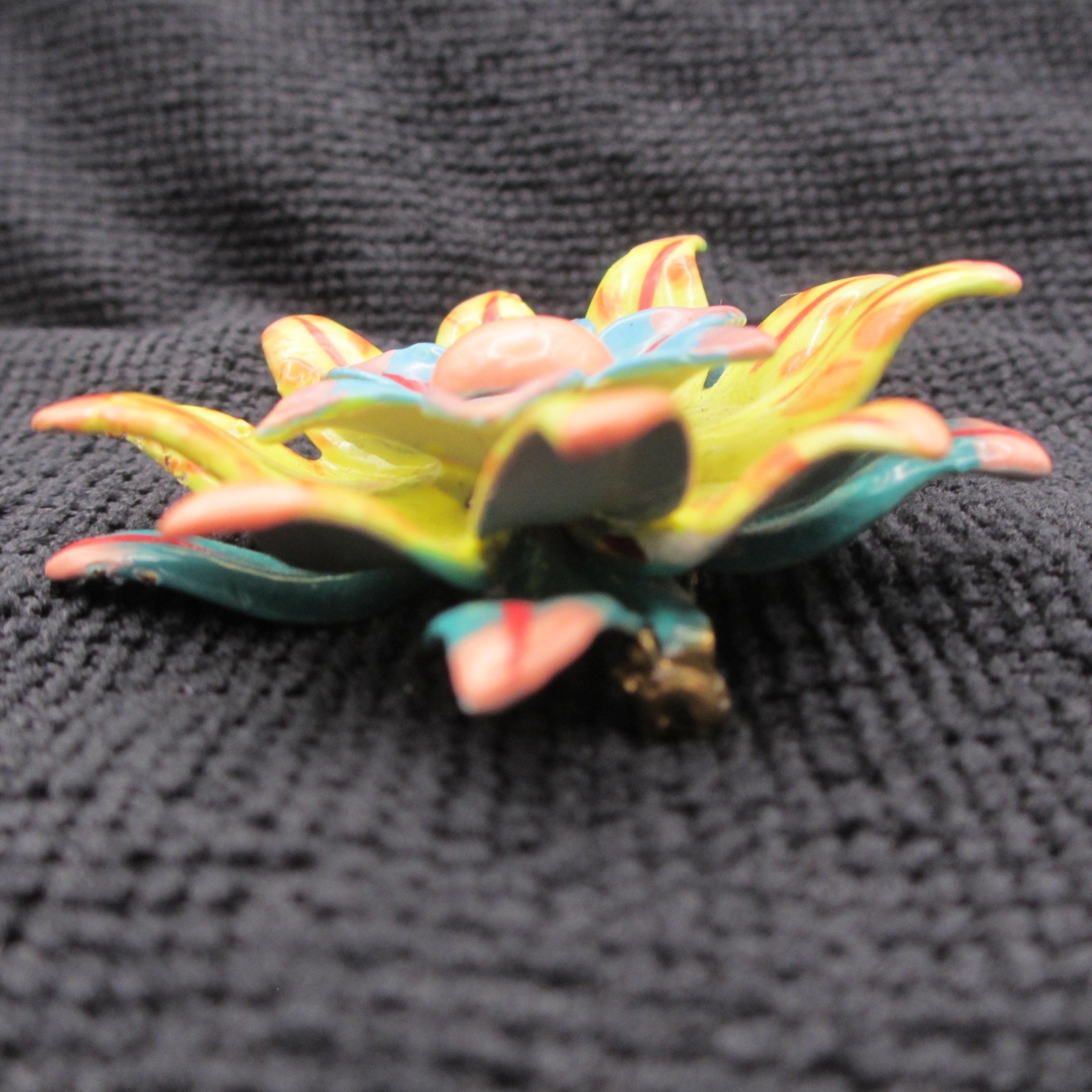 Vintage Enamel Flower Brooch Layered Multicolor SOME ENAMEL NICKS