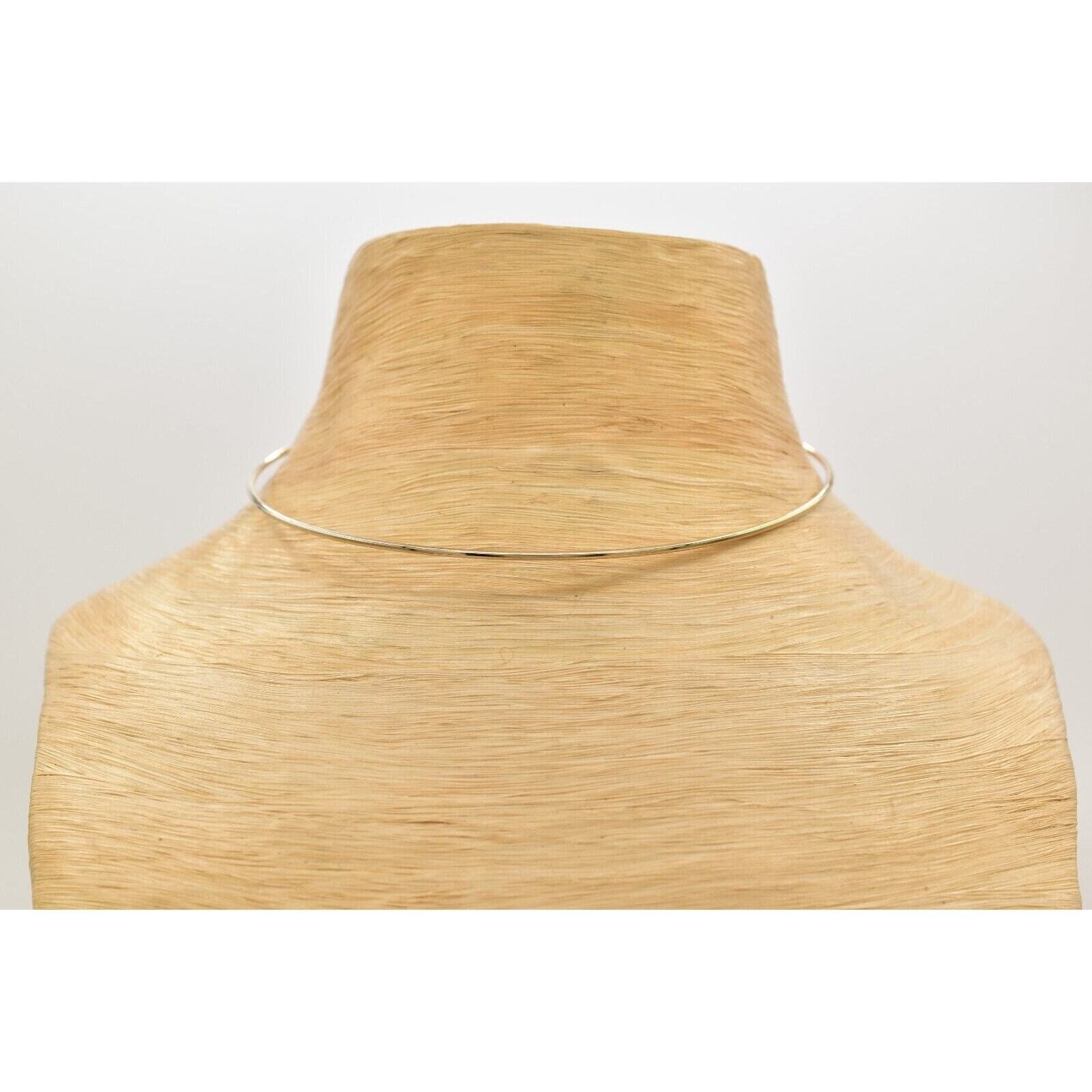 Vintage Choker Necklace Simple Wire Collar Gold Tone Metal Round Shiny NOS 1980s
