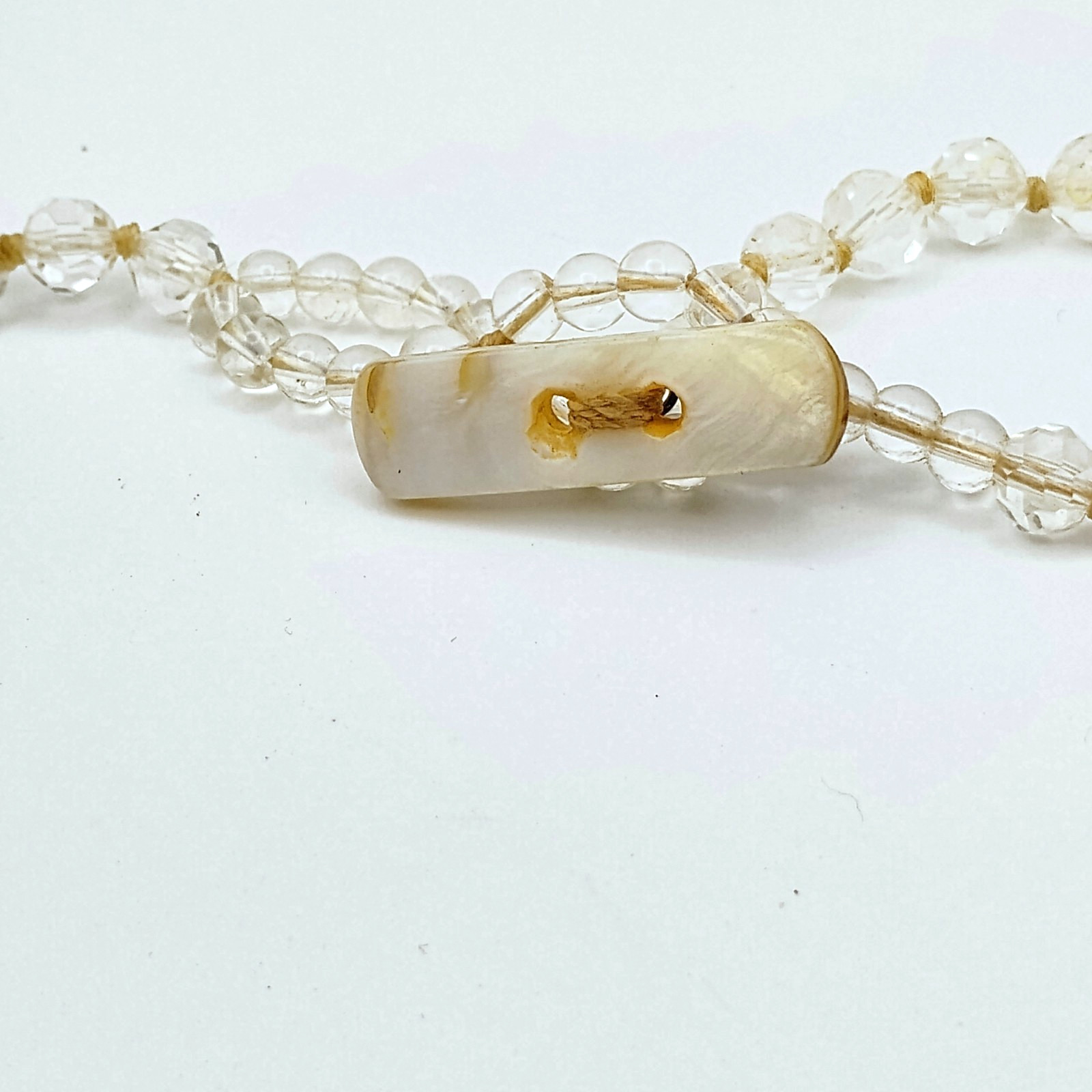 Vintage Cultured Pearl Bib Necklace Clear Glass Beads 21in
