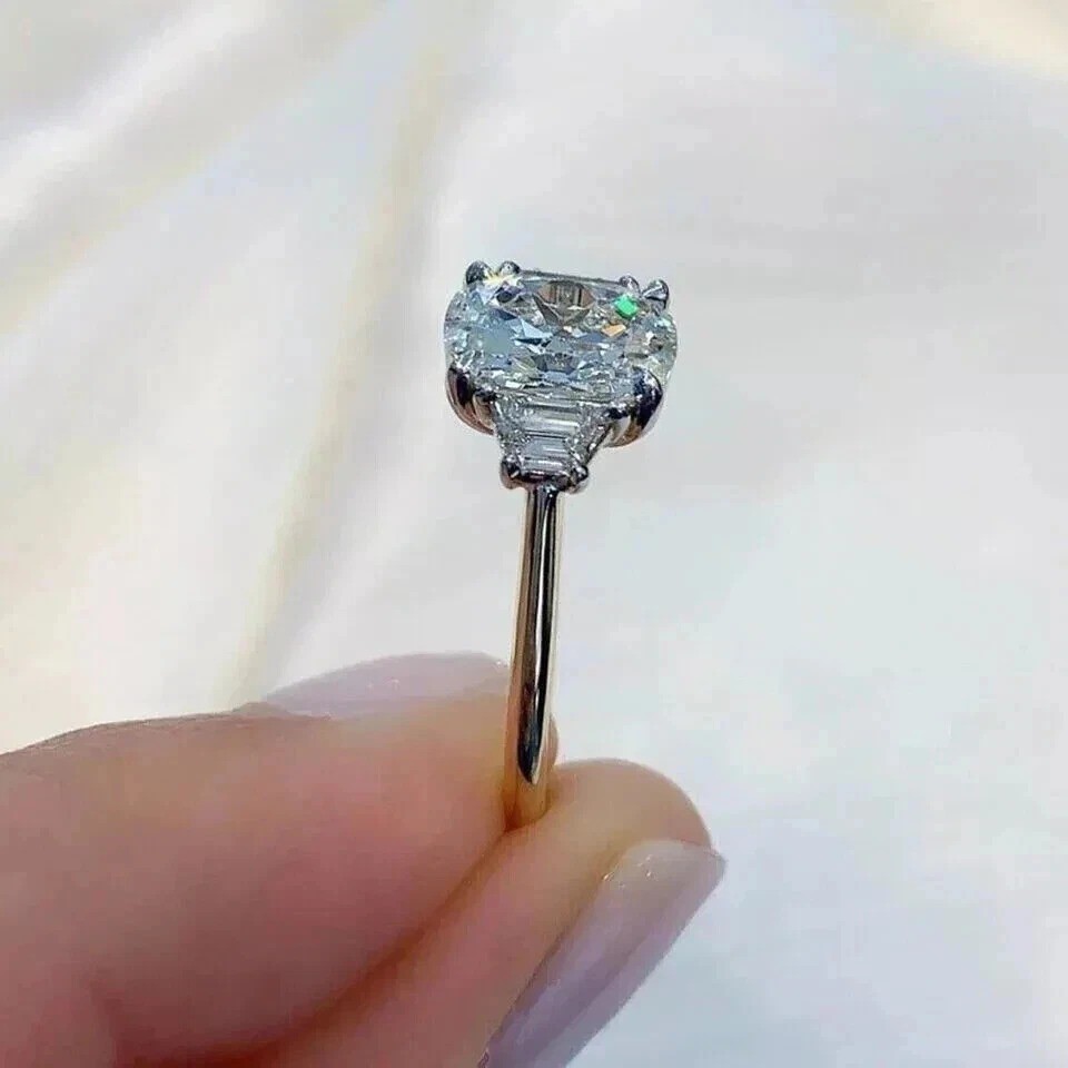 3.8Ct Art Deco Style VVS1 Lab Created Diamond Wedding Engagement 925 Silver Ring