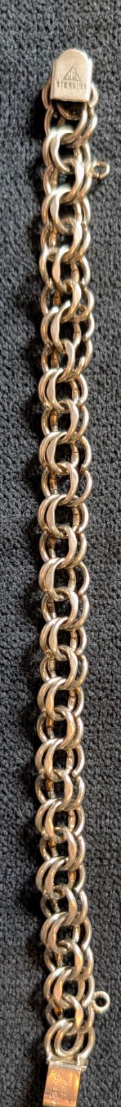 Vtg JB Jacoby Bender STERLING Silver Double Link Charm Bracelet .7oz 18g