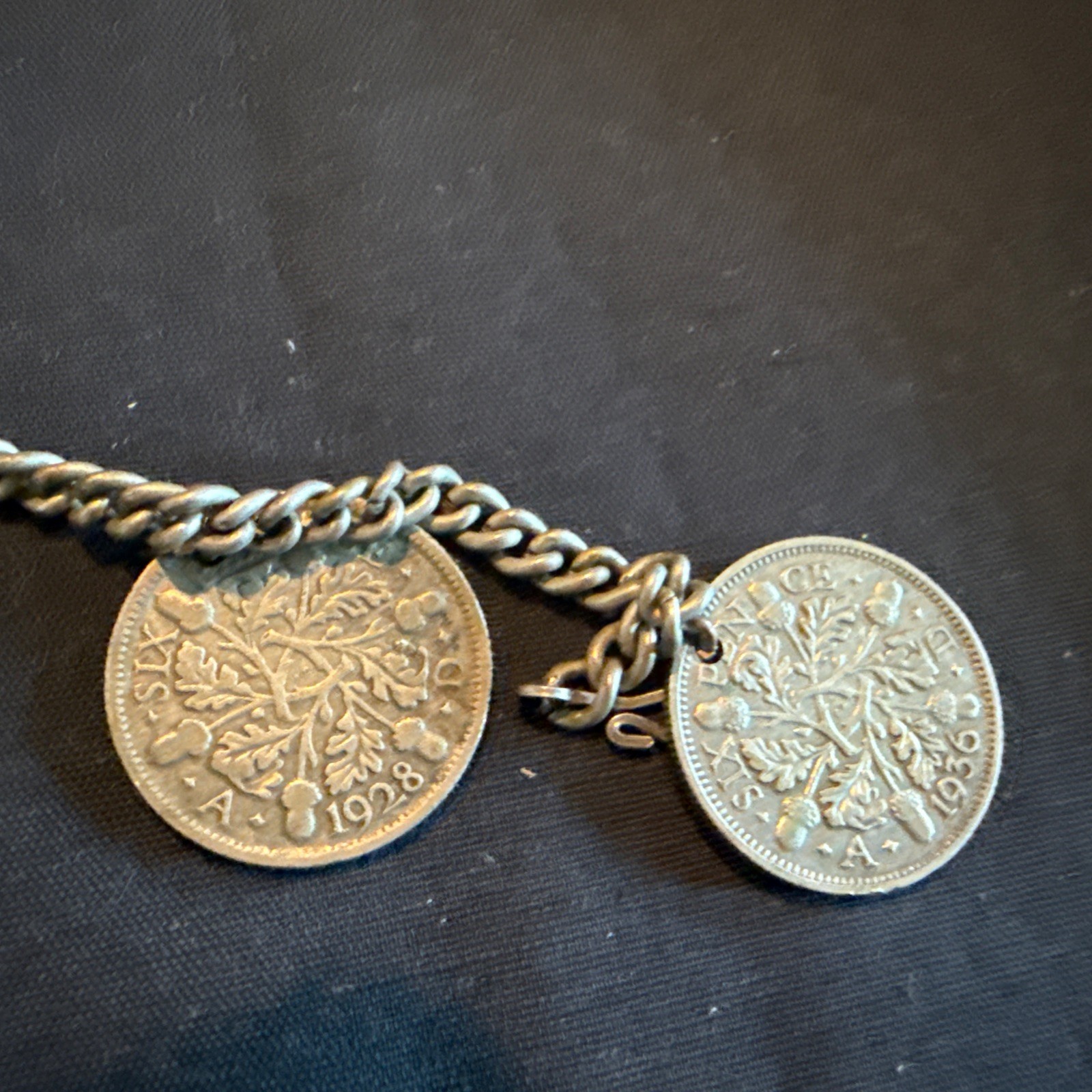 Antique Silver King George V Three pence Bracelet 1928-1936