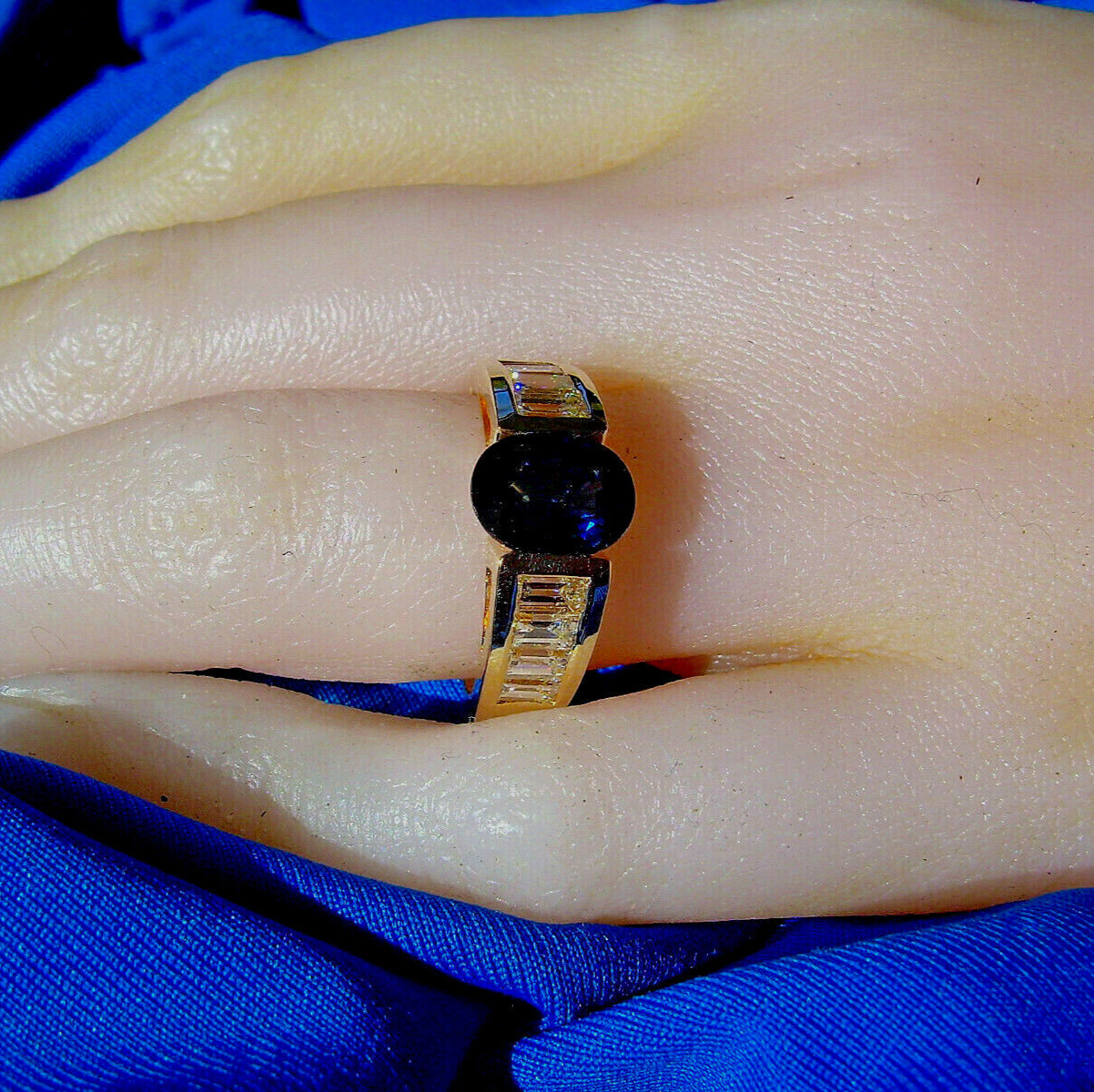 Original EARTH MINED SAPPHIRE DIAMOND Engagement Ring Deco Style SOLID 18K GOLD