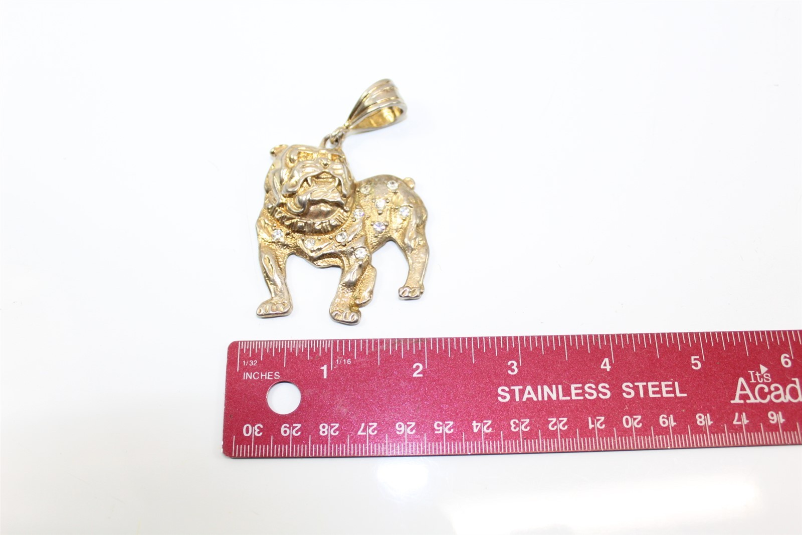 Bulldog Pendant Collectible Gold-tone Alloy With Clear Stones Vintage