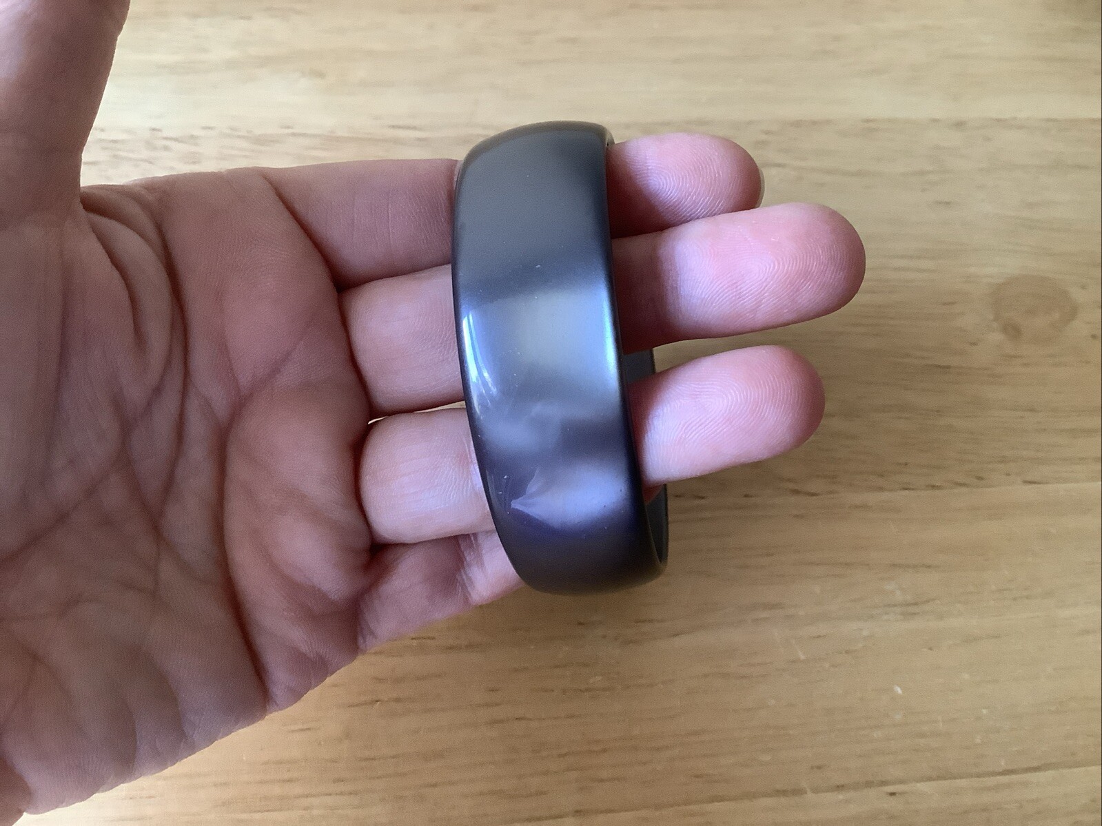 Vintage Moonglow Bangle Bracelets 2 Purple Grey Thermoset Glows Low Profile