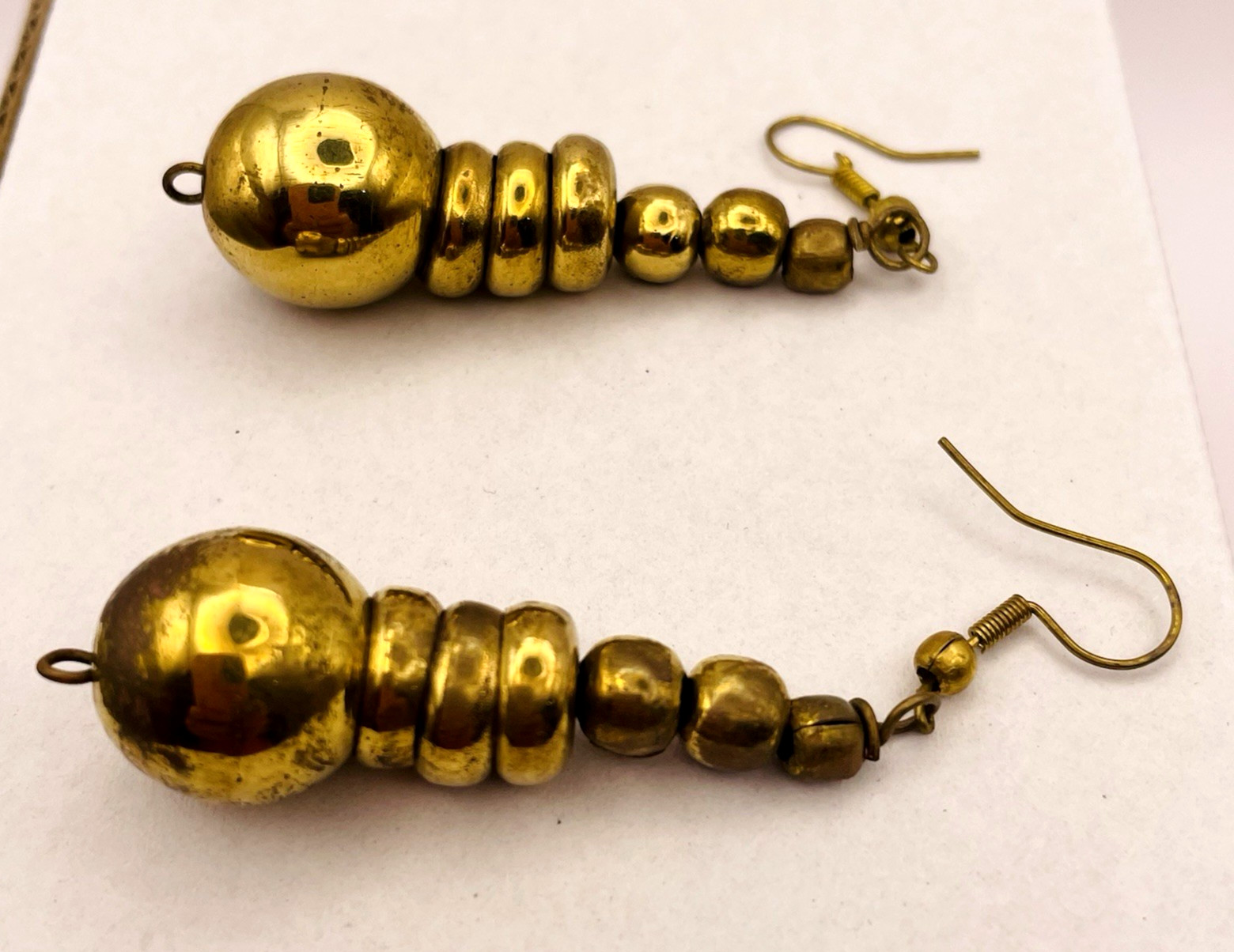 Vintage Artisan Statement Brass Made in India Necklace and Earrings