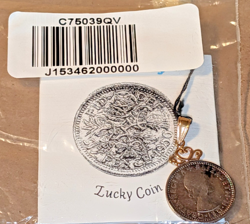 Vintage Jacmel JCM 14K Lucky Sixpence Pendant