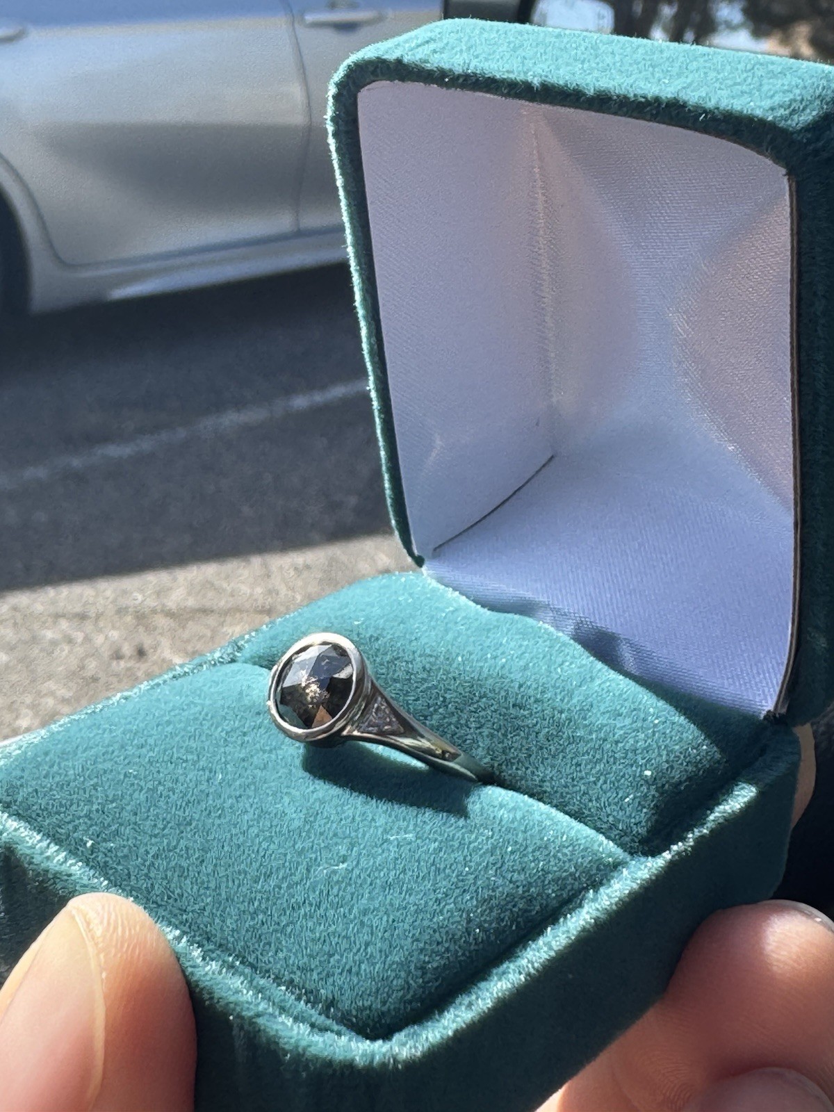 14k salt and pepper diamond ring rose cut