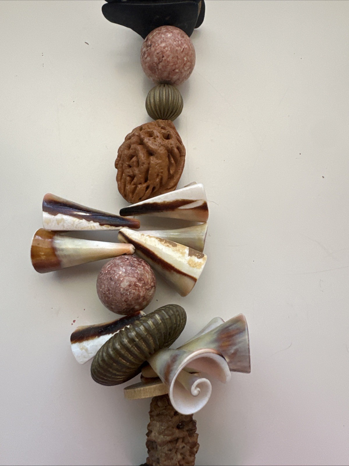 Vtg Polished Horn Fish Pendant Chunky Statement Necklace.See pics.