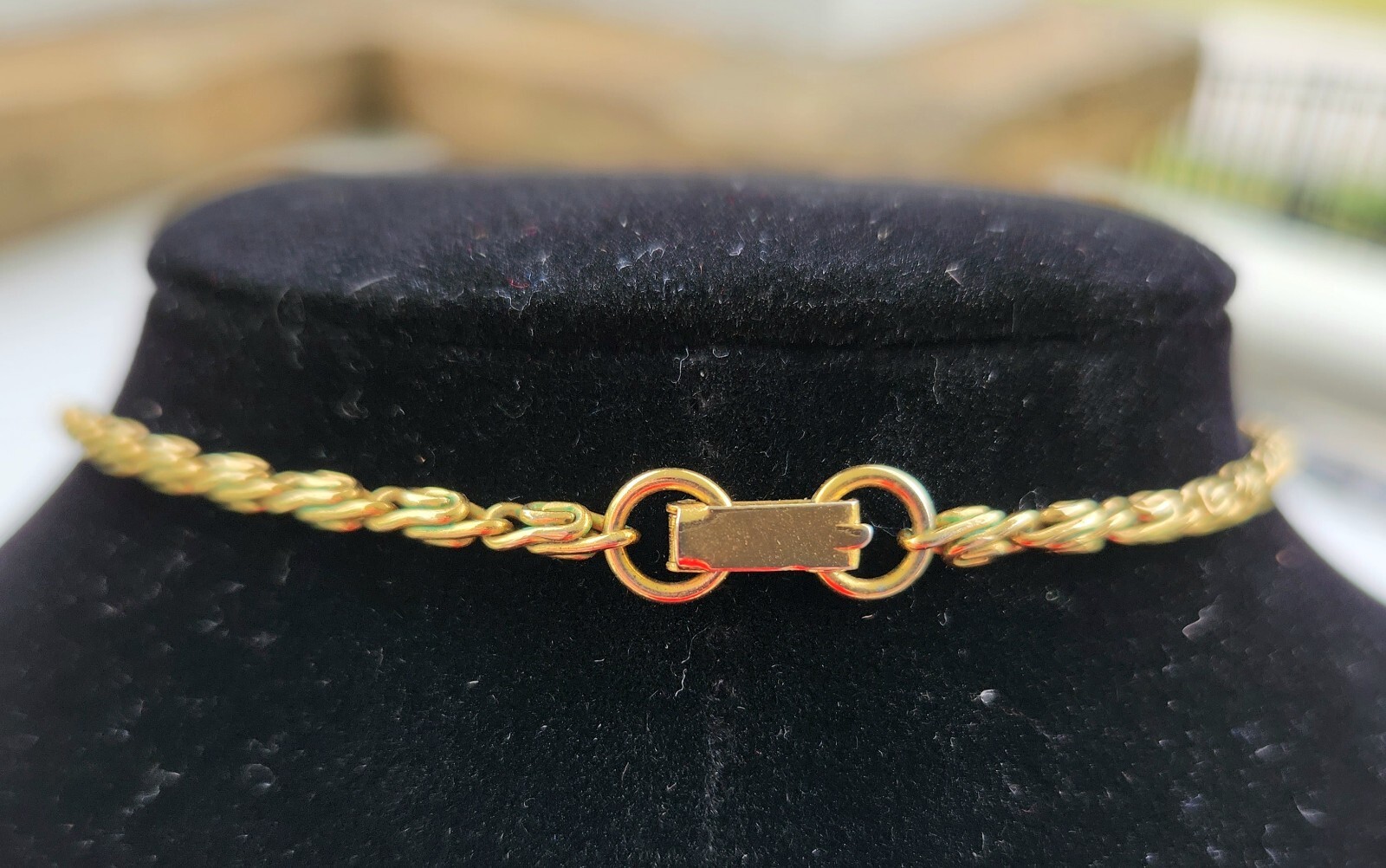 Hess-Appel NY Jolle 1940s Necklace Yellow Gold Plated Rhinestone Choker 15.25″