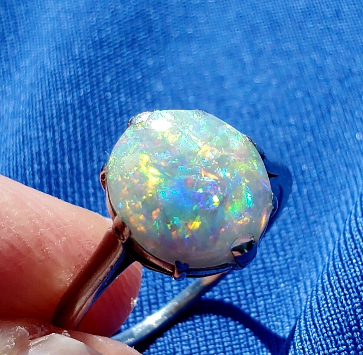 Original EARTH MINED OPAL Australian Engagement Ring Art Deco PLATINUM Solitaire