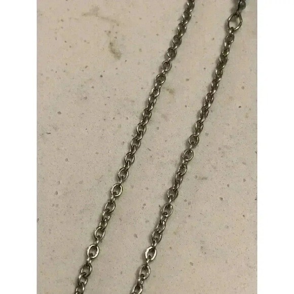 Vintage Necklace Iridescent Blue Beads Silver Tone Strand NY New York See Pics