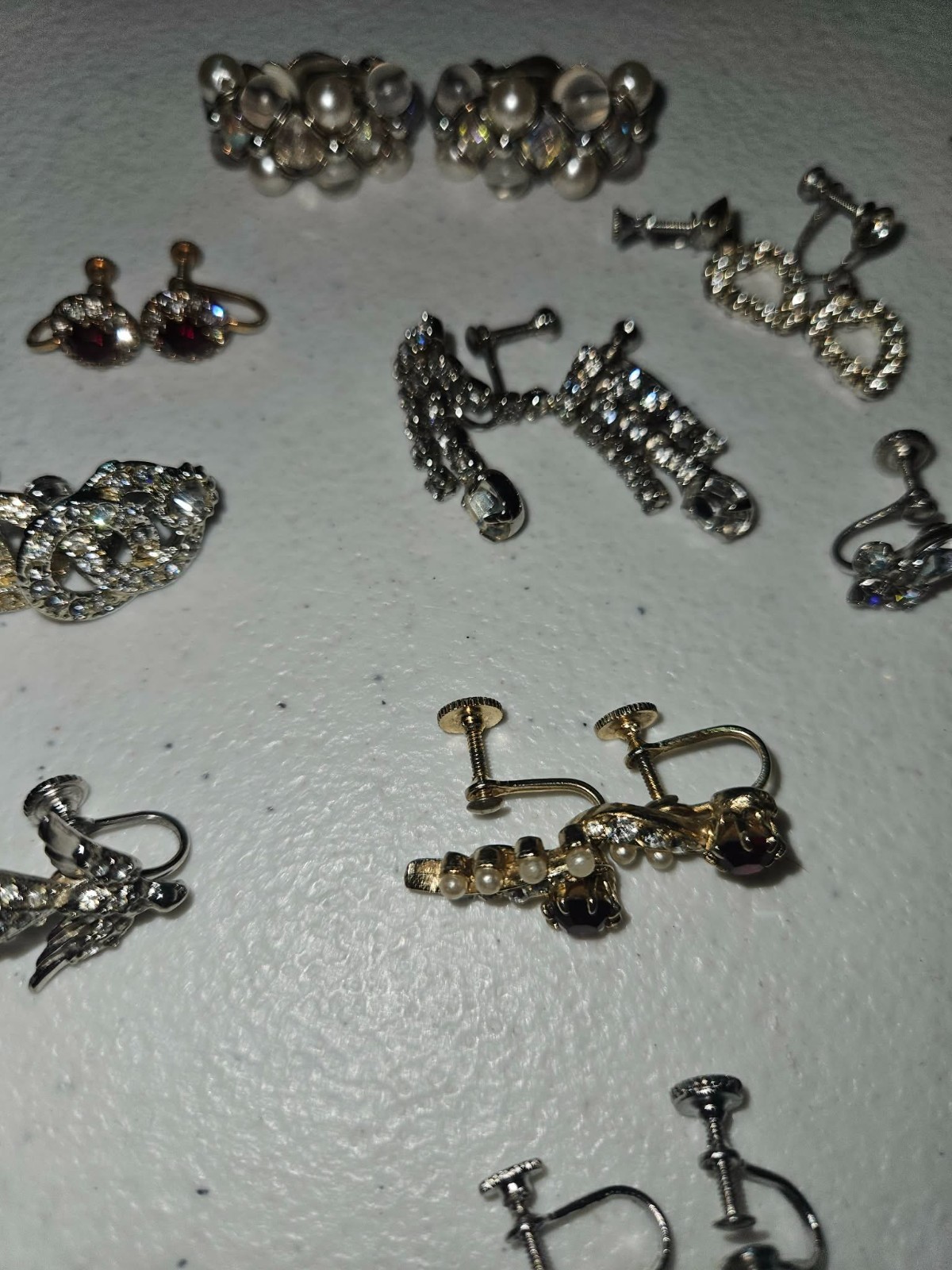 Vintage Antique Estate Earring Lot Japan Hong Kong Pearls Rhinestones