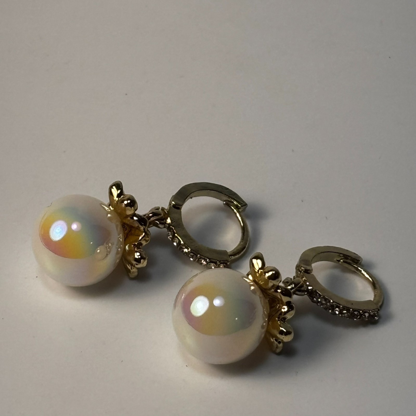 Earrings Pearl Rhinestone Drop Earring Fairy Core Gorgeous Chunky Gold Tone