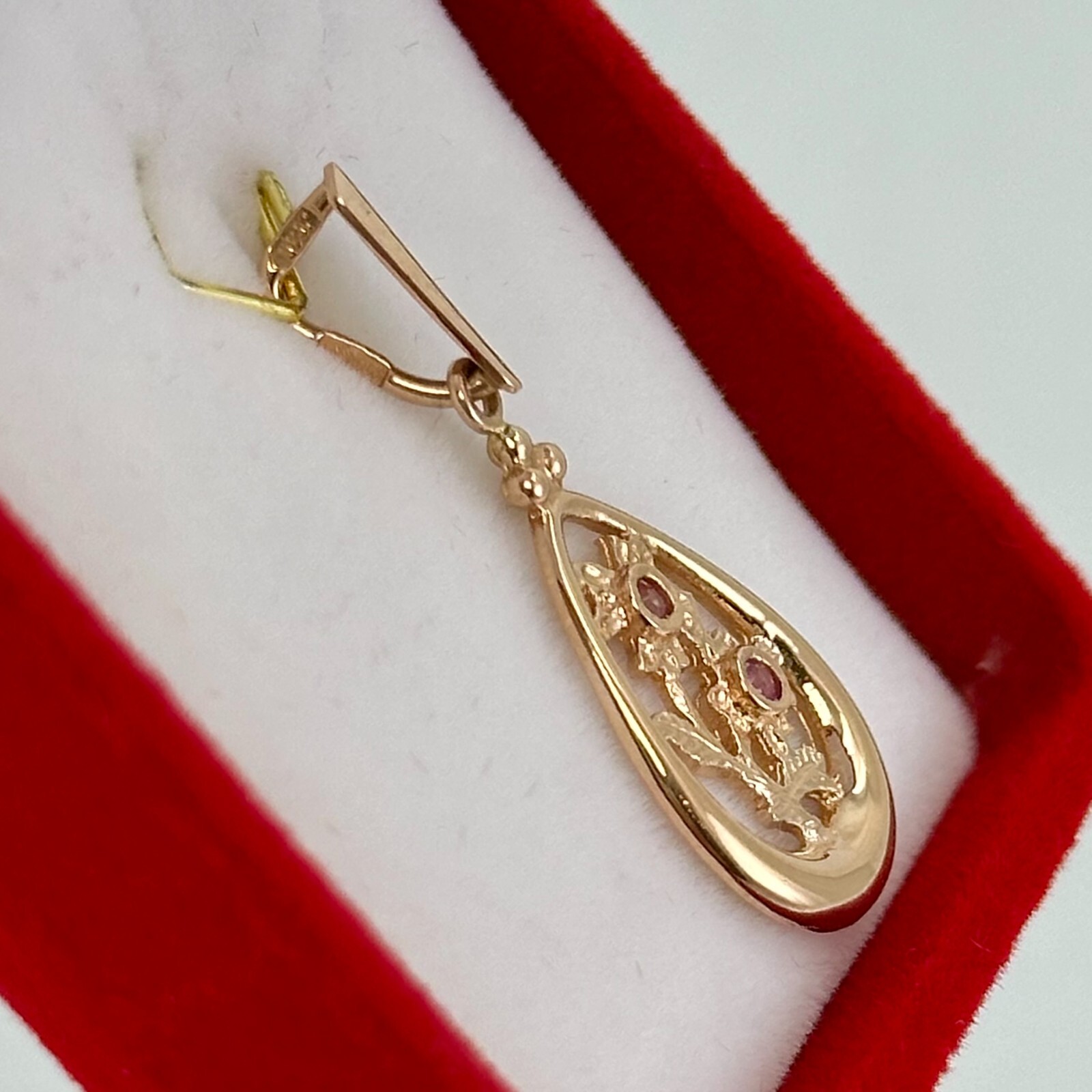 Chic Vintage Original Soviet Rose Gold 583 14k Pendant With Amethyst 1,97 g.