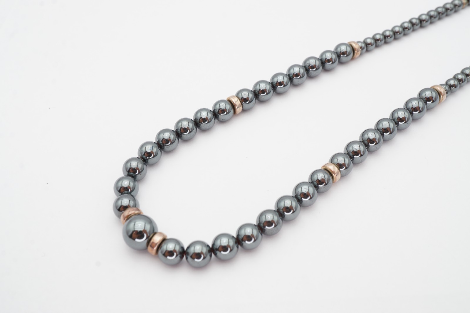 Vintage Sterling Silver 925 Hematite Necklace 18″