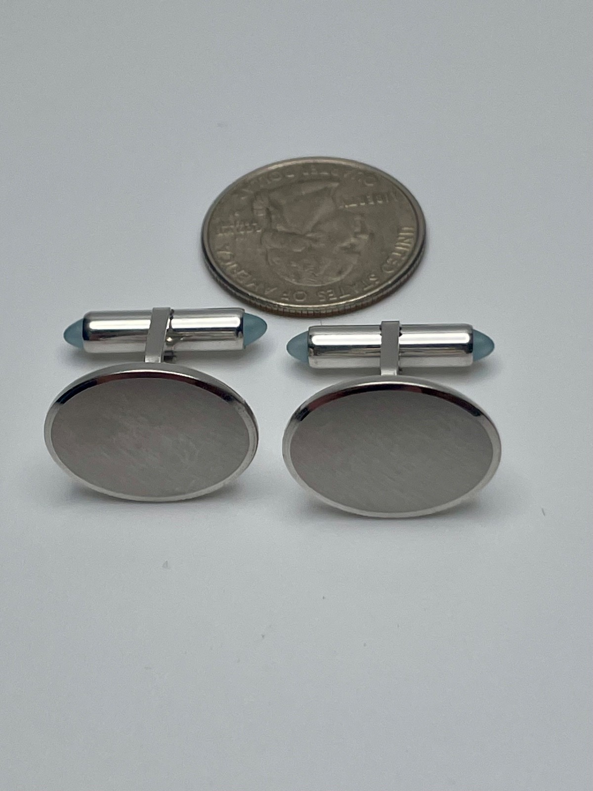Vintage Krementz 14K White Gold Overlay Brushed Finish Minimalist Cufflinks