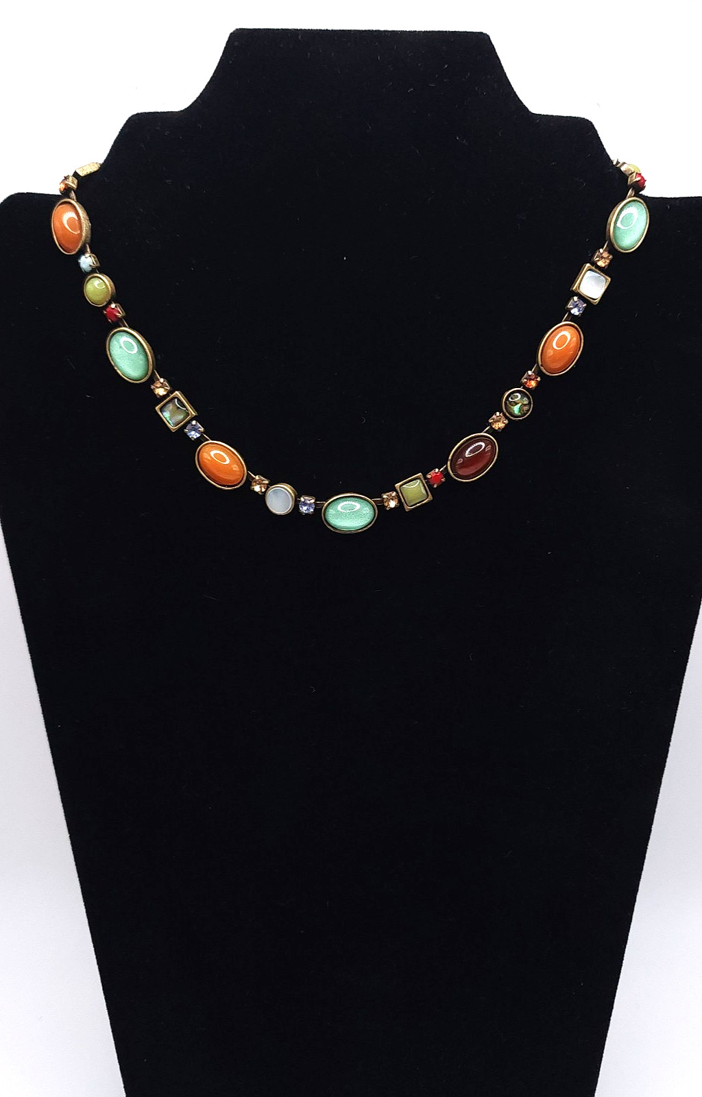 Vida Jewels Necklace Multi Stone Collar Gold Tone Boho Statement Signed 16-18in