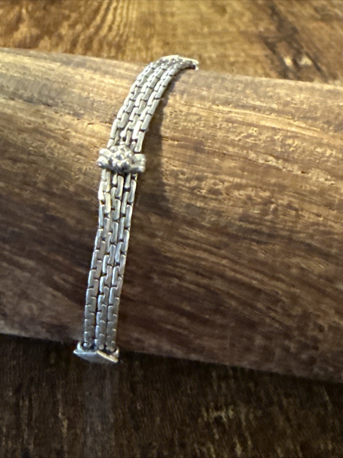 Vintage Bracelet 3 Strands Chain Sterling Silver 925 Ends With floral engravings