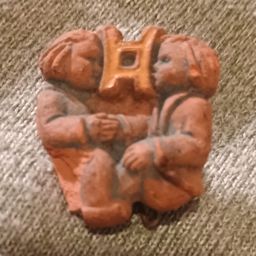Vintage Figural People Pin, Brown Asymmetrical Shape, Unisex Adults