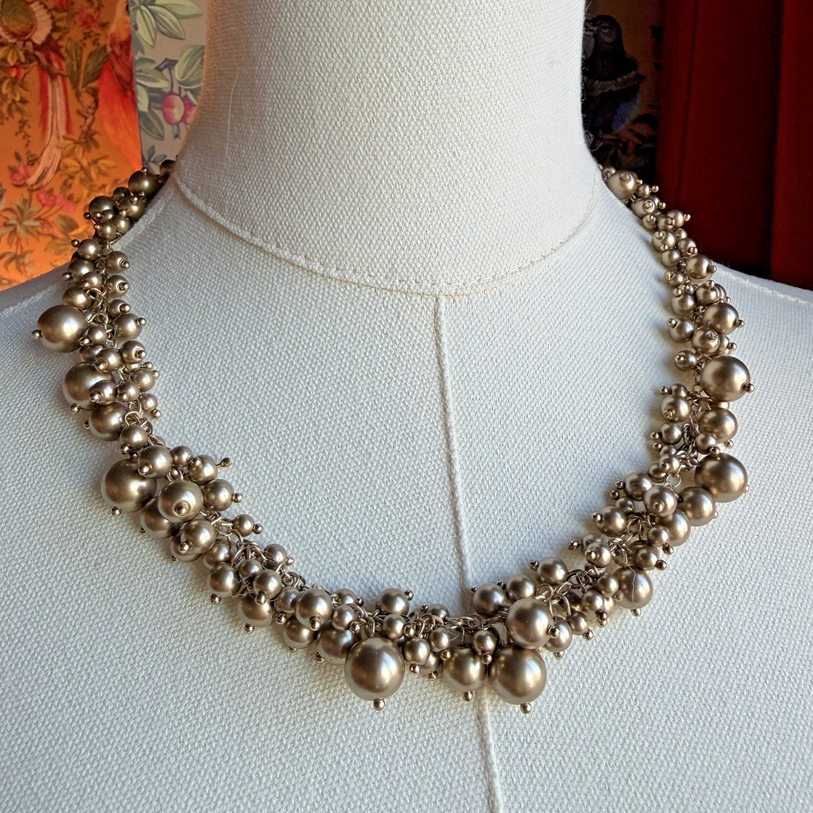 Vintage Premier Designs Necklace Champagne Bubbles Bronze Color 16-20 in Cha Cha