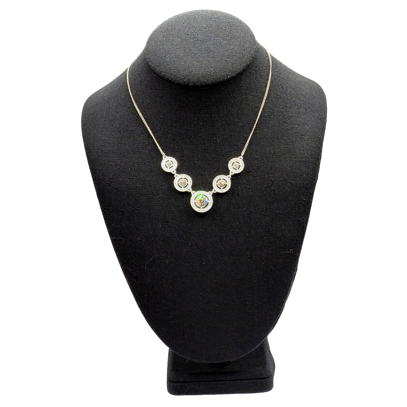 Avon NRT Professional Sparkling Rhinestone Silver Tone Metal Vintage Necklace