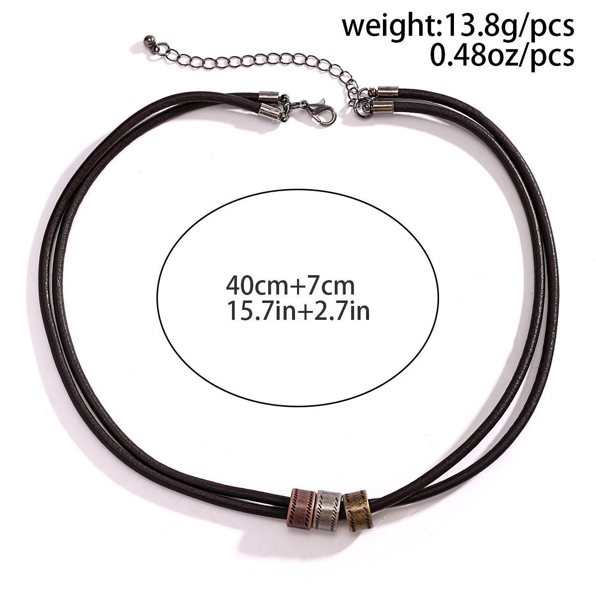 Vintage PU Leather Choker Necklace for Men with Metal Beads Trendy 2025 Jewelry