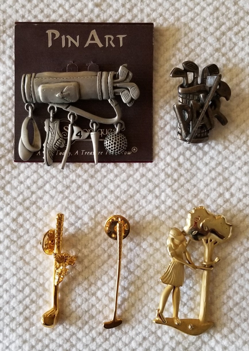 Lot of 5 ~ New to Vintage Golf Pin Brooches