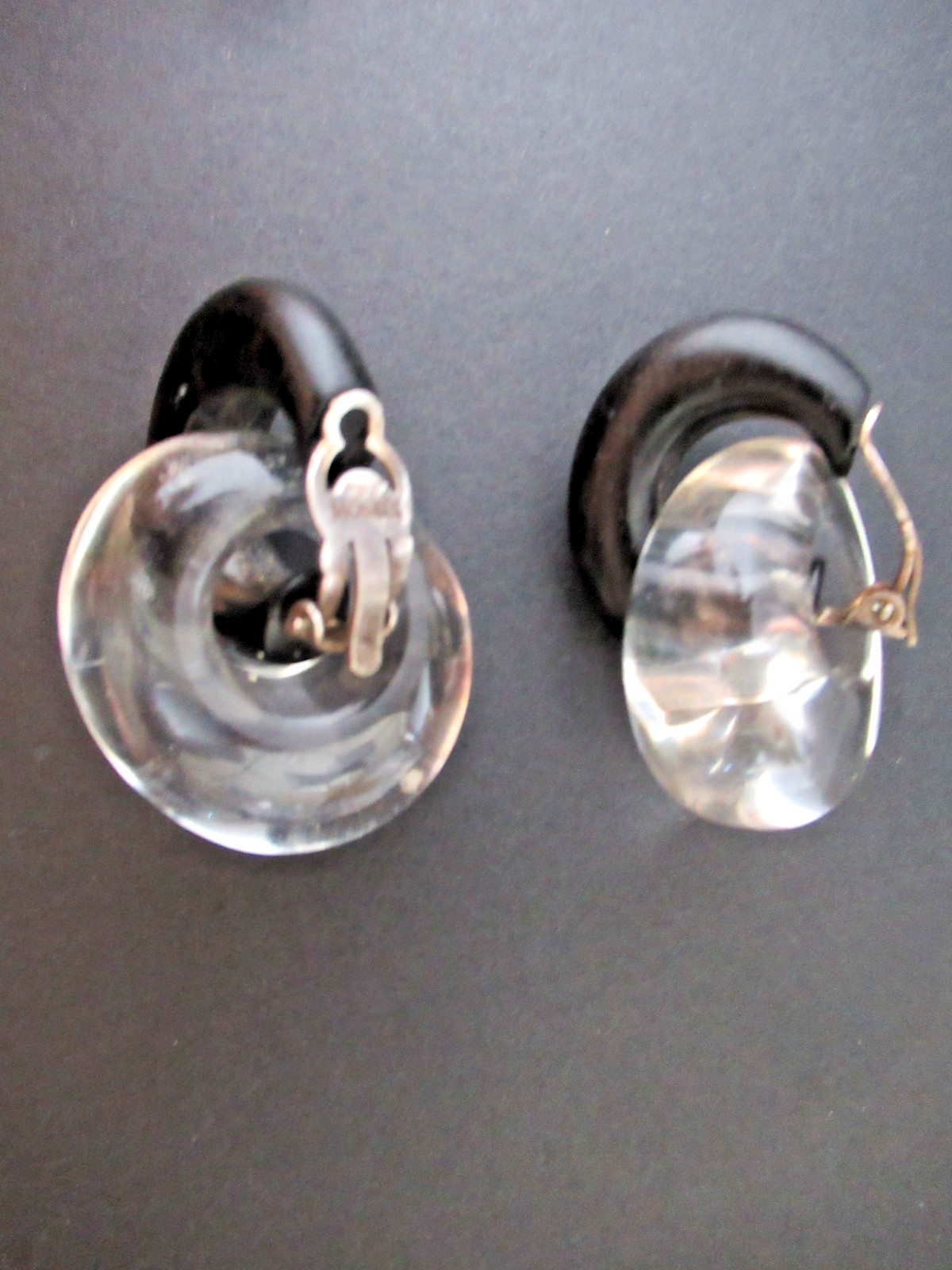 Vintage Gerda Lynggaard/Monies Wood & Acrylic Door Knocker Clip On EARRINGS