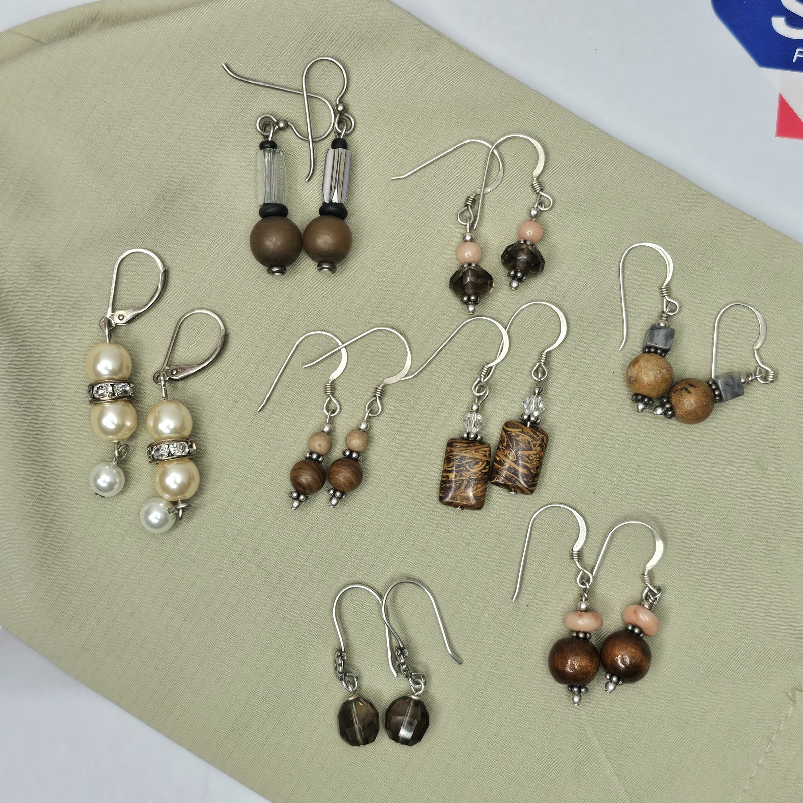 MCM 925 Sterling Silver Bead Bohemian Dangle Drop Earrings Set of 8 Pairs