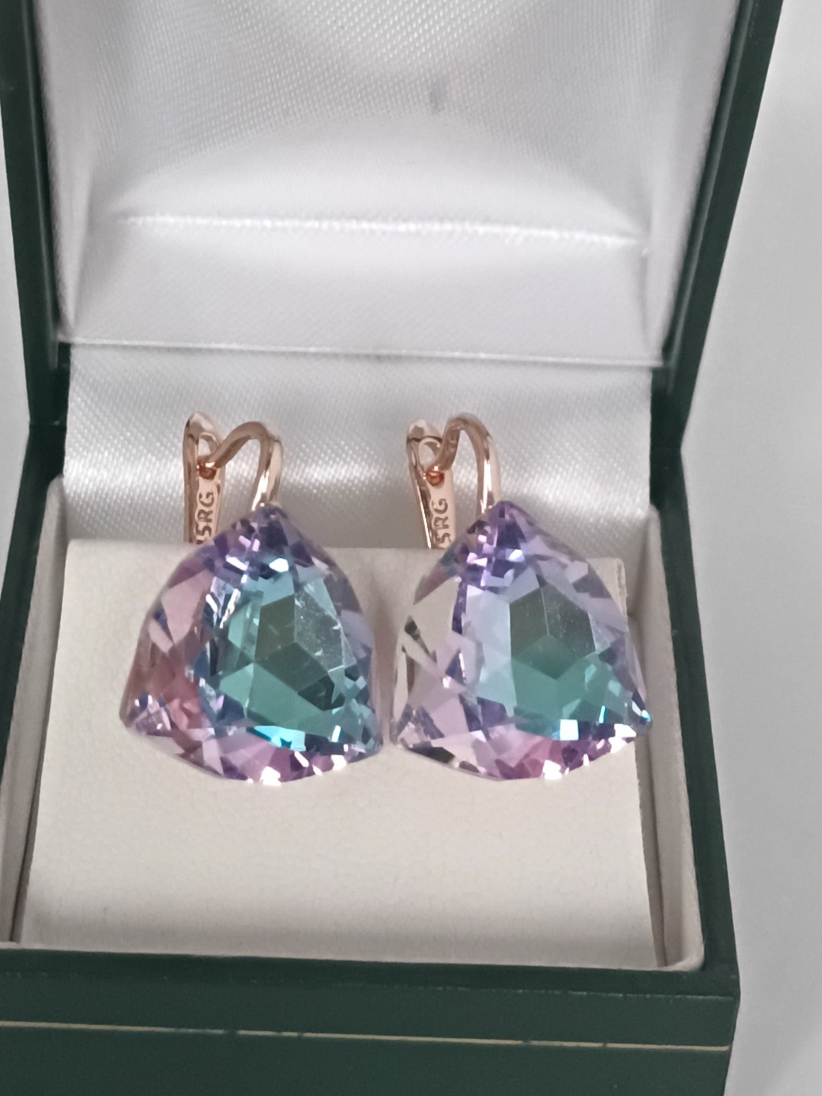 Vintage 1990-s 14 Ct Rolled Gold Large Topaz Zircons Earrings-Hallmarked 585 RG
