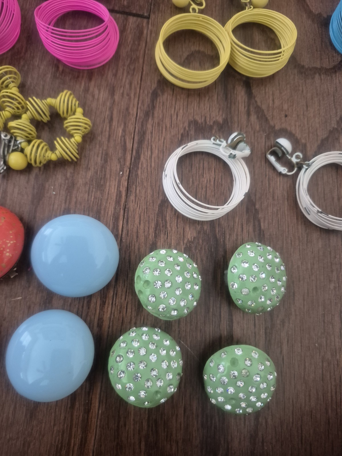 Vintage s Big Bold Retro Earrings Lot Bright Colorful Funky
