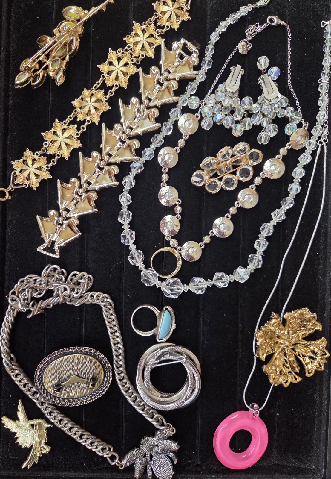 Vintage To Now Mixed Necklace Bracelet Brooch Earrings Ring Lot