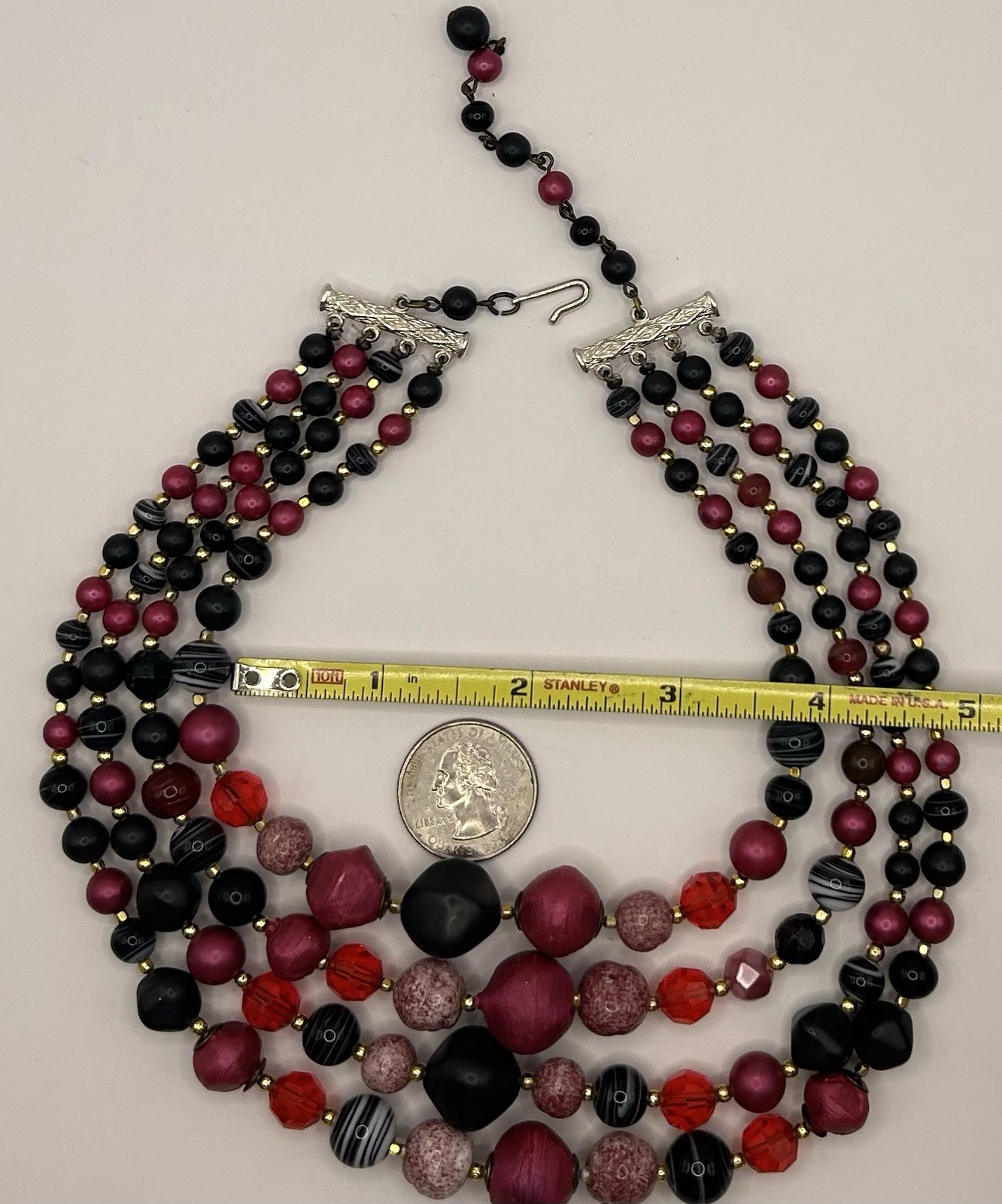 Vtg Signed Japan Beaded Necklace/clip on earring Set