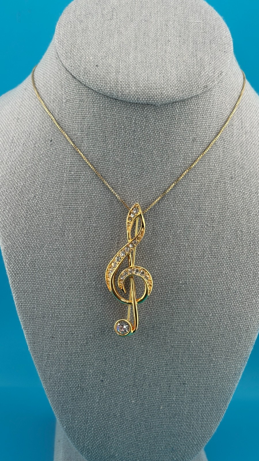Swarovski Swan Signed Brooch/Pendant Treble Clef 925 Chain Earrings Music Set