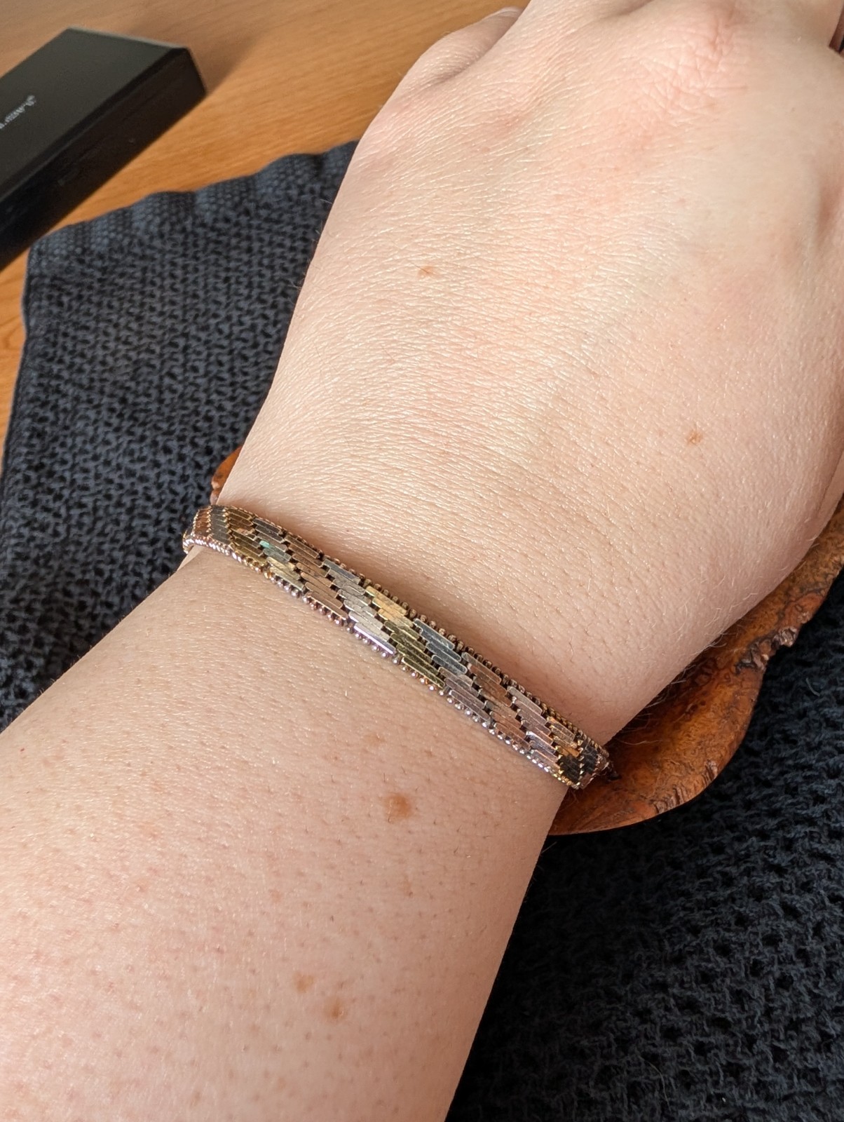 Tricolor Vintage Sterling silver bracelet: 7.5 inches