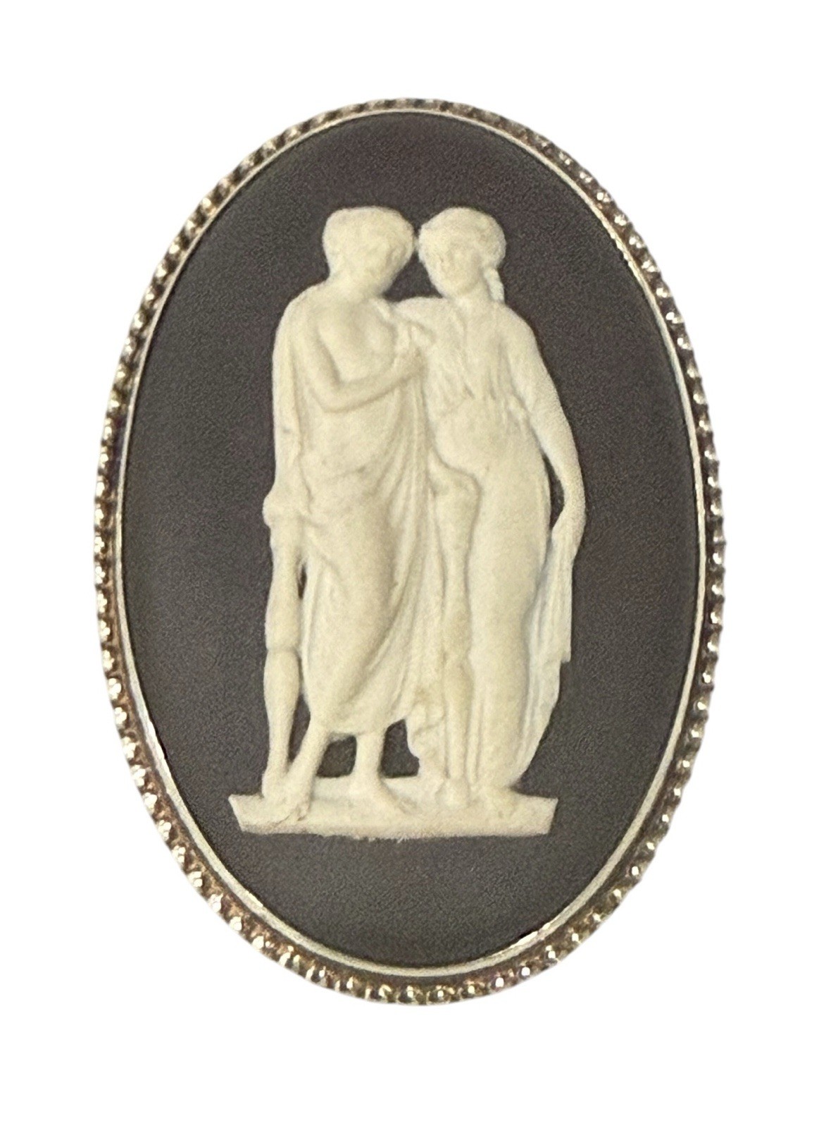 Vintage Wedgewood Goddess Cameo Sterling Silver Brooch In Original Box