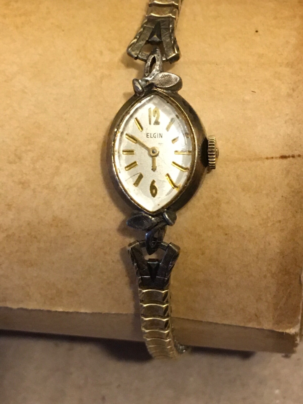 Vintage Elgin 21J 10K RGP Bezel Ladies Stainless Back/Band Analog Windup Watch