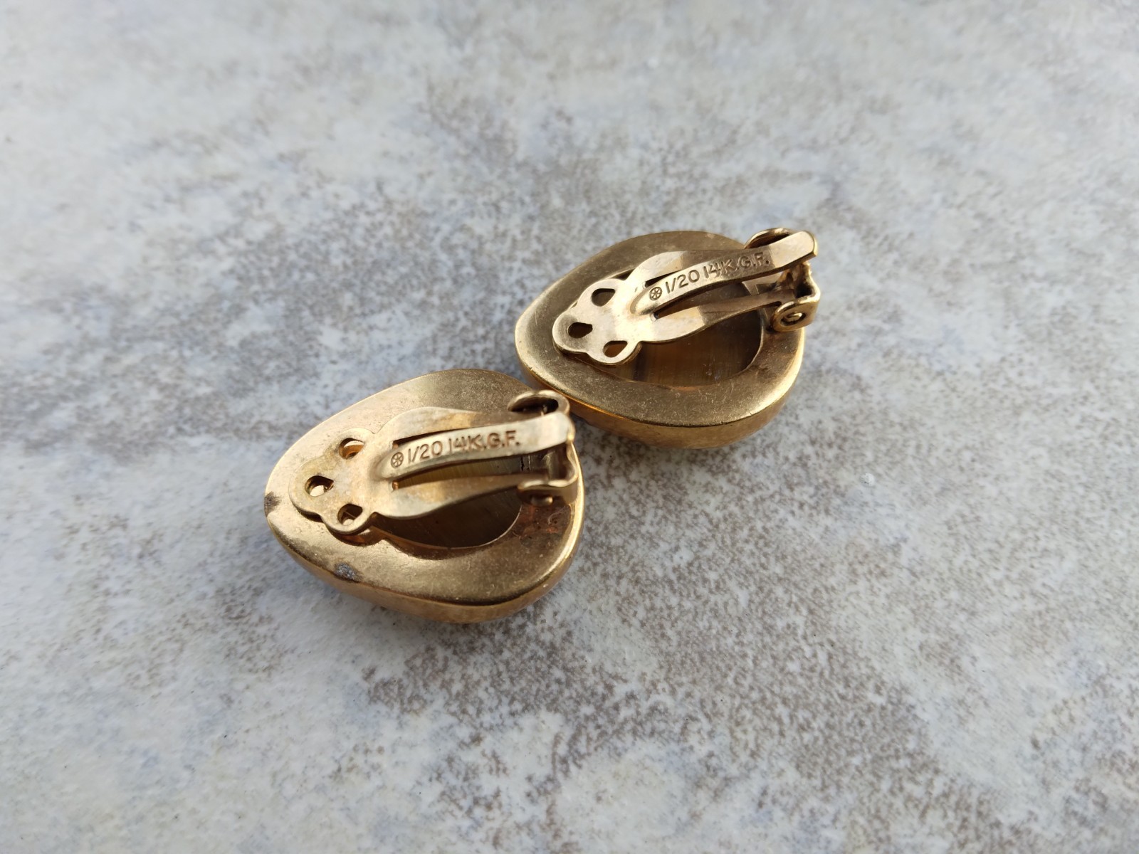 Vintage Faceted Tigers Eye Clip on earrings 14K Gold Filled Gift For Her Mom Gi