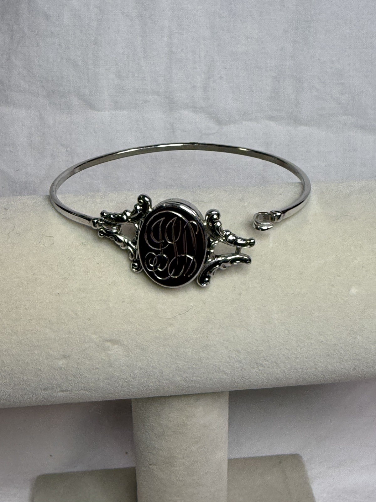 Vintage Avon 1970s Monogram Silvertone Locket Bracelet